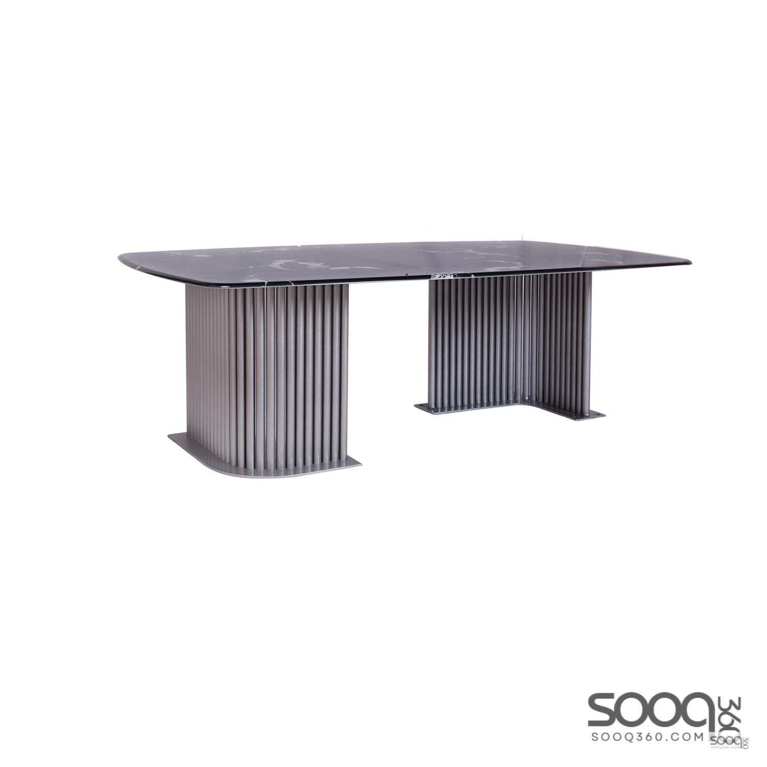 طاولة وسط رخام صناعي اسود 130x70 قاعدة معدنيه معالجه بصبغ حراري