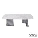 طاولة وسط رخام صناعي ابيض 130x70 قاعدة معدنيه معالجه بصبغ حراري