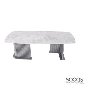 طاولة وسط رخام صناعي ابيض 130x70 قاعدة معدنيه معالجه بصبغ حراري