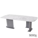 طاولة وسط رخام صناعي ابيض 130x70 قاعدة معدنيه معالجه بصبغ حراري