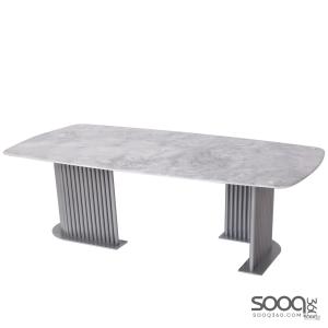 طاولة وسط رخام صناعي رمادي 130x70 قاعدة معدنيه معالجه بصبغ حراري