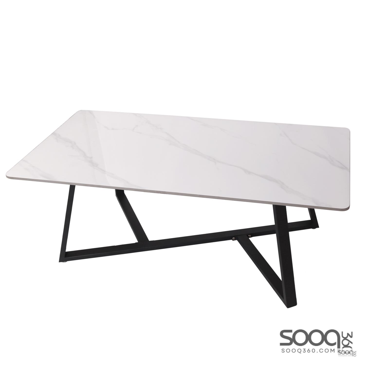 طاولة وسط رخام صناعي ابيض 130x70 قاعدة معدنيه معالجه بصبغ حراري