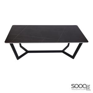طاولة وسط رخام صناعي لون اسود 120x60سم قاعدة معدنيه معالجه بصبغ حراري