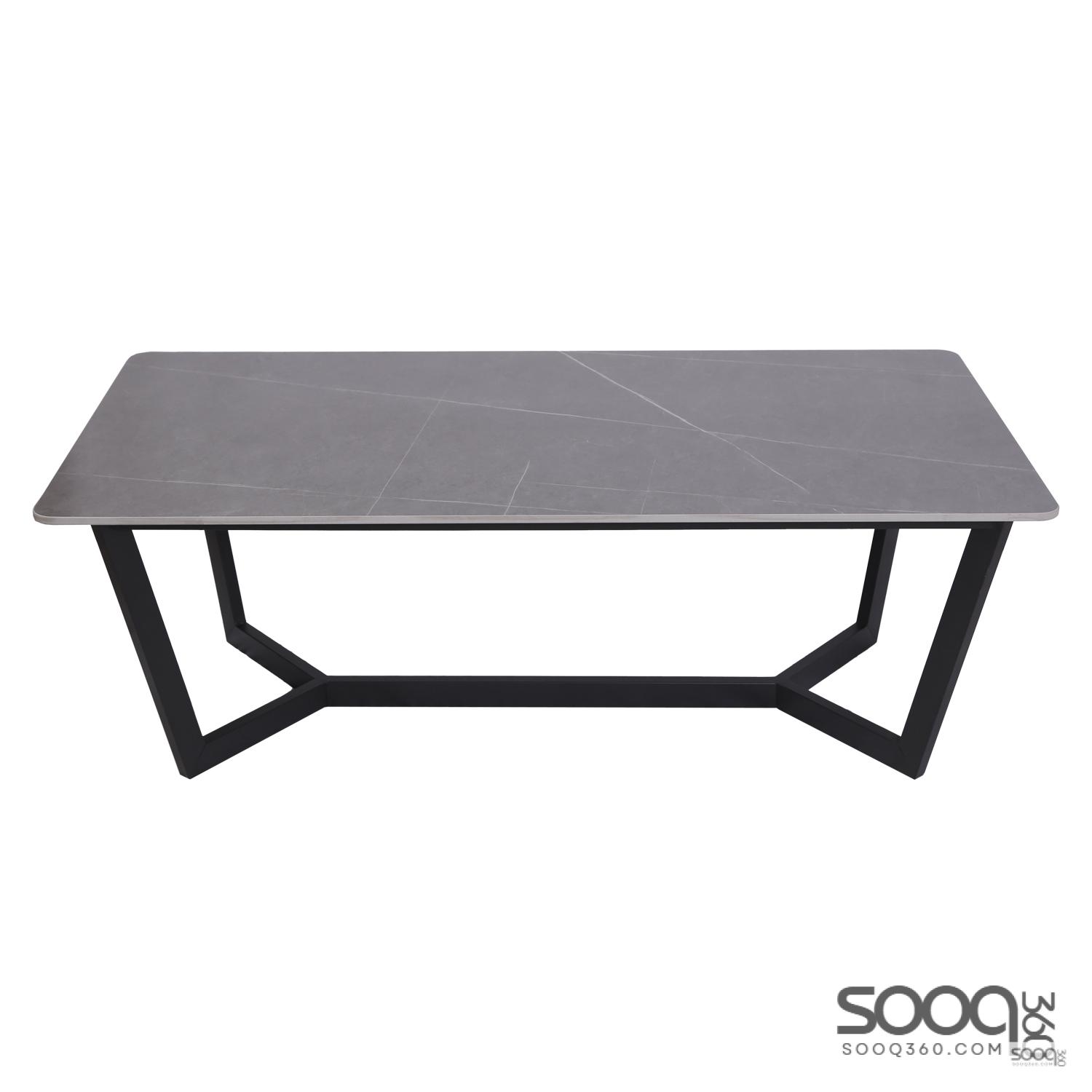 طاولة وسط رخام صناعي لون رمادي 120x60سم قاعدة معدنيه معالجه بصبغ حراري