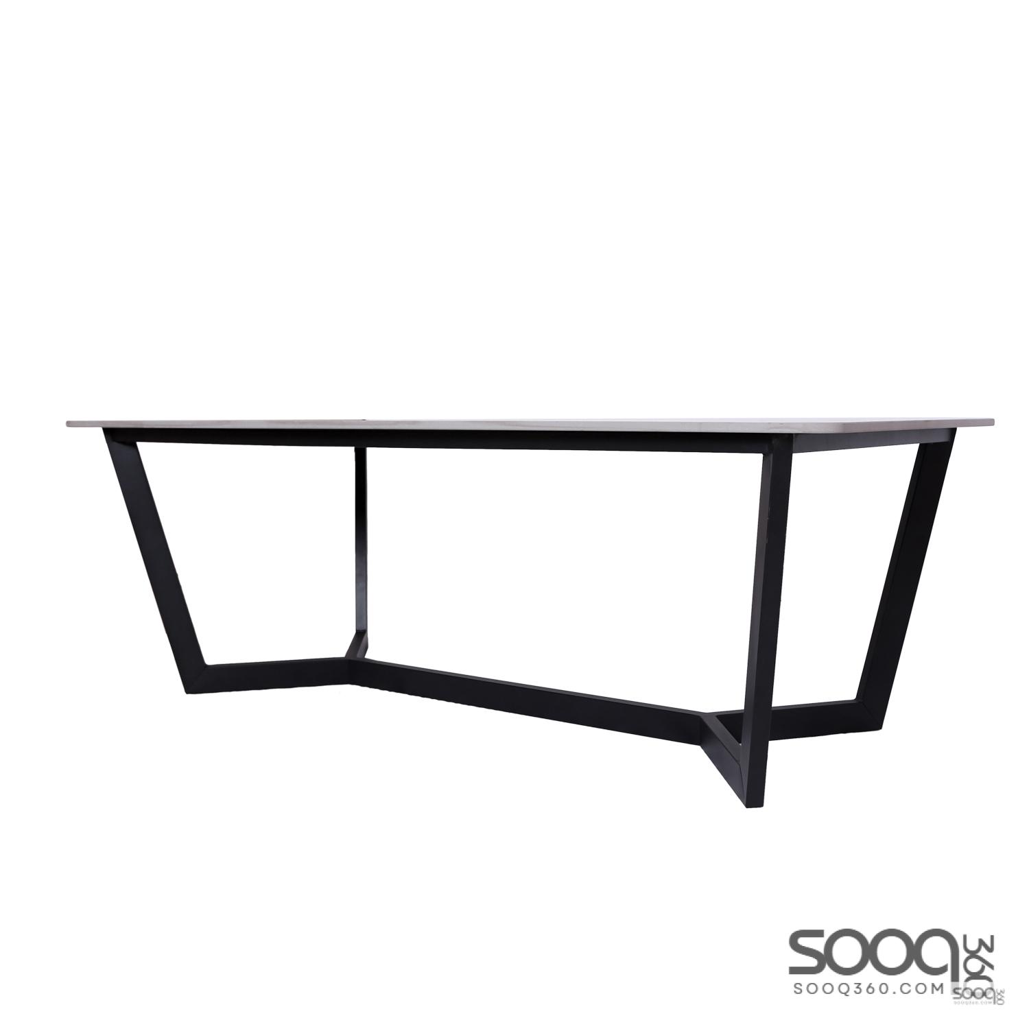 طاولة وسط رخام صناعي لون رمادي 120x60سم قاعدة معدنيه معالجه بصبغ حراري