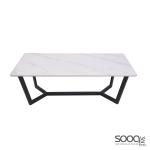 طاولة وسط رخام صناعي لون ابيض 120x60سم قاعدة معدنيه معالجه بصبغ حراري