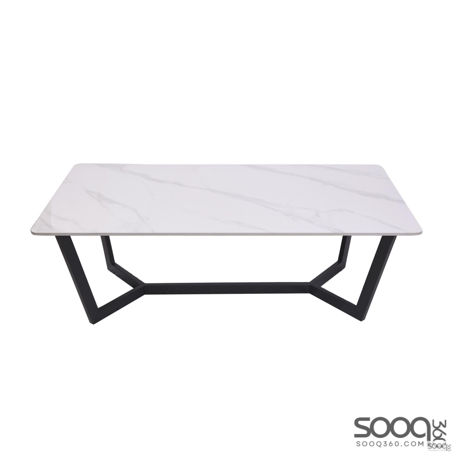 طاولة وسط رخام صناعي لون ابيض 120x60سم قاعدة معدنيه معالجه بصبغ حراري