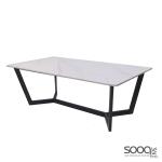 طاولة وسط رخام صناعي لون ابيض 120x60سم قاعدة معدنيه معالجه بصبغ حراري