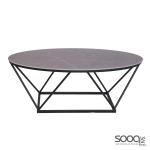 طاولة وسط رخام صناعي لون رمادي 120x60سم قاعدة معدنيه معالجه بصبغ حراري