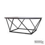 طاولة وسط رخام صناعي لون رمادي 120x60سم قاعدة معدنيه معالجه بصبغ حراري