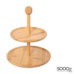 ستاند تقديم طبقتين 20سم + 25سم مصنوع من خشب البامبو الطبيعي