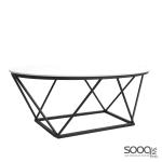 طاولة وسط رخام صناعي لون ابيض 120x60سم قاعدة معدنيه معالجه بصبغ حراري