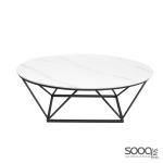 طاولة وسط رخام صناعي لون ابيض 120x60سم قاعدة معدنيه معالجه بصبغ حراري