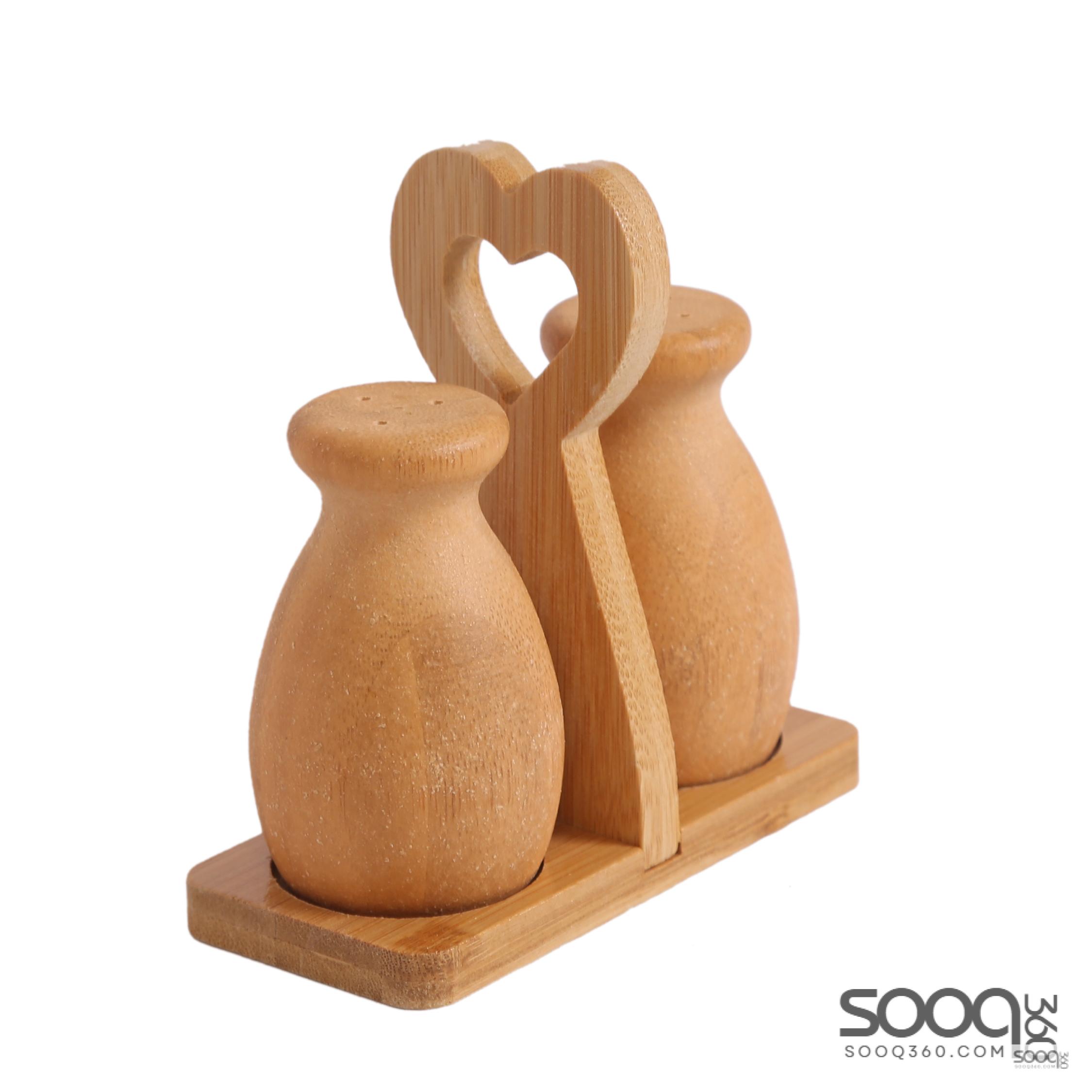 طقم ملح و فلفل مصنوع من خشب البامبو الطبيعي