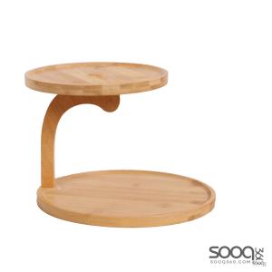 ستاند تقديم طبقتين 20سم + 25سم مصنوع من خشب البامبو الطبيعي