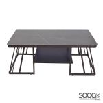 طاولة وسط رخام صناعي لون رمادي 120x60سم قاعدة معدنيه معالجه بصبغ حراري