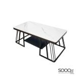 طاولة وسط رخام صناعي لون ابيض 120x60سم قاعدة معدنيه معالجه بصبغ حراري