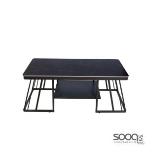 طاولة وسط رخام صناعي لون اسود 120x60سم قاعدة معدنيه معالجه بصبغ حراري