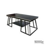 طاولة وسط رخام صناعي لون اسود 120x60سم قاعدة معدنيه معالجه بصبغ حراري