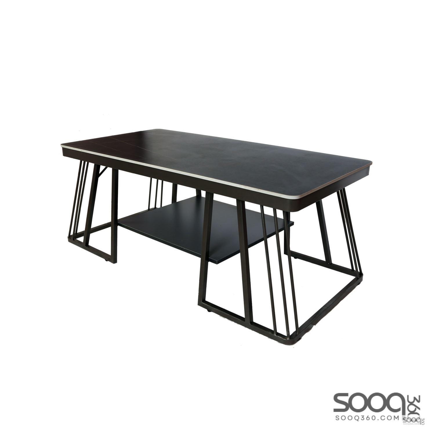 طاولة وسط رخام صناعي لون اسود 120x60سم قاعدة معدنيه معالجه بصبغ حراري