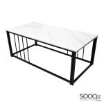 طاولة وسط رخام صناعي لون ابيض 120x60سم قاعدة معدنيه معالجه بصبغ حراري