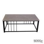 طاولة وسط رخام صناعي لون رمادي 120x60سم قاعدة معدنيه معالجه بصبغ حراري