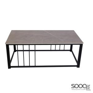 طاولة وسط رخام صناعي لون رمادي 120x60سم قاعدة معدنيه معالجه بصبغ حراري