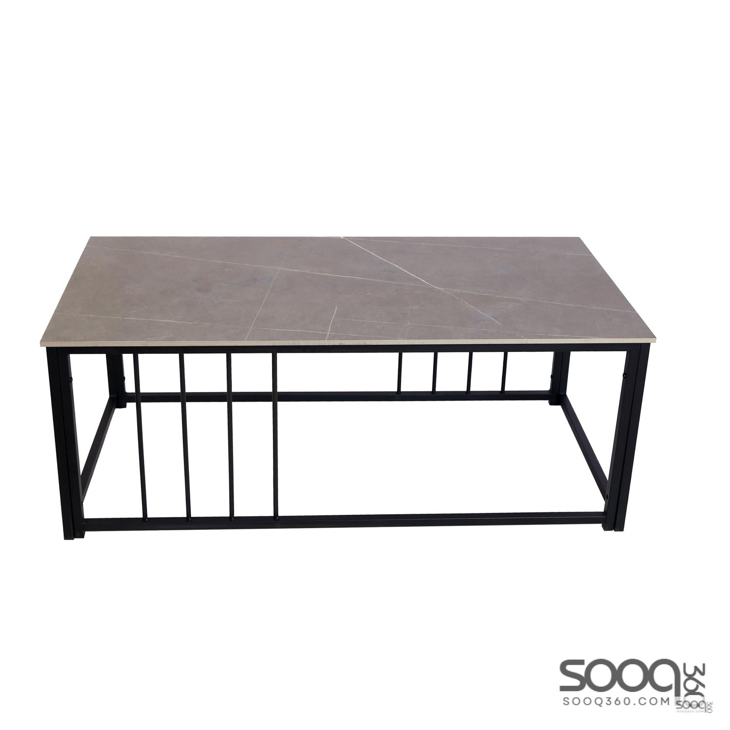 طاولة وسط رخام صناعي لون رمادي 120x60سم قاعدة معدنيه معالجه بصبغ حراري