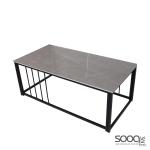 طاولة وسط رخام صناعي لون رمادي 120x60سم قاعدة معدنيه معالجه بصبغ حراري