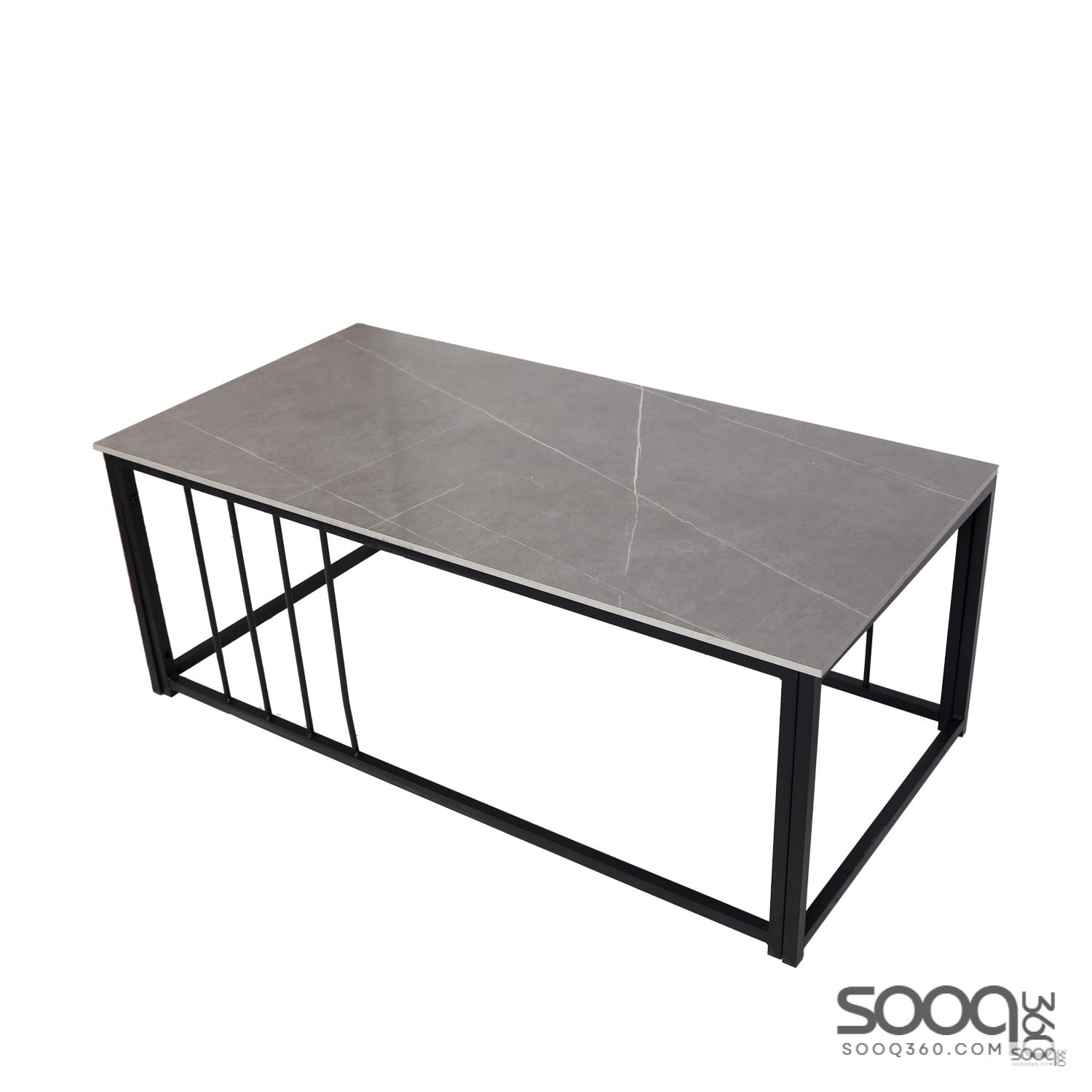 طاولة وسط رخام صناعي لون رمادي 120x60سم قاعدة معدنيه معالجه بصبغ حراري