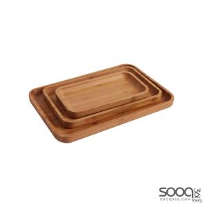 طقم صواني 3 قطع مصنوعه من خشب البامبو الطبيعي 22x11 / 27x6.5 / 33x22 سم