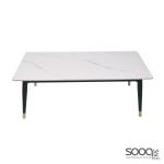 طاولة وسط رخام صناعي لون ابيض 120x60سم قاعدة معدنيه معالجه بصبغ حراري