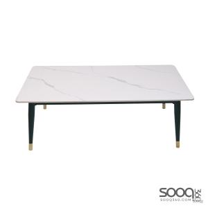 طاولة وسط رخام صناعي لون ابيض 120x60سم قاعدة معدنيه معالجه بصبغ حراري