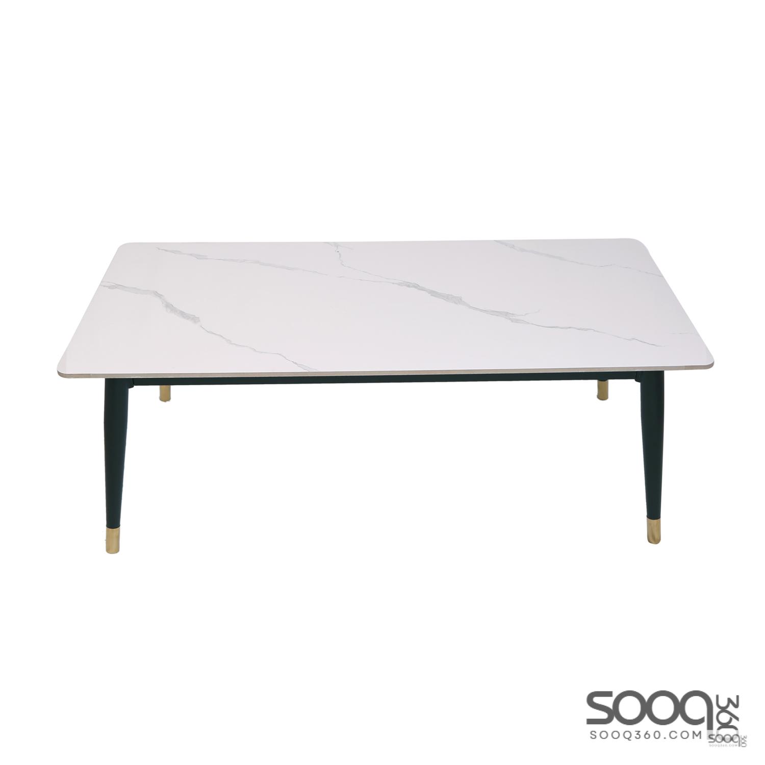 طاولة وسط رخام صناعي لون ابيض 120x60سم قاعدة معدنيه معالجه بصبغ حراري