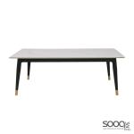 طاولة وسط رخام صناعي لون ابيض 120x60سم قاعدة معدنيه معالجه بصبغ حراري