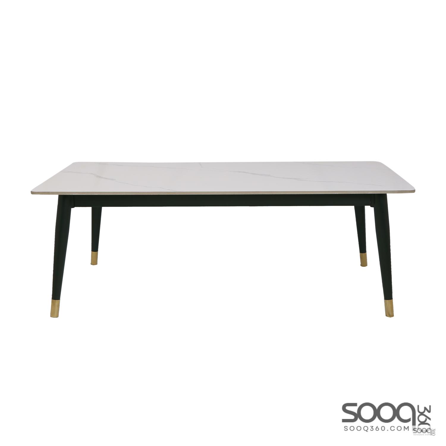 طاولة وسط رخام صناعي لون ابيض 120x60سم قاعدة معدنيه معالجه بصبغ حراري