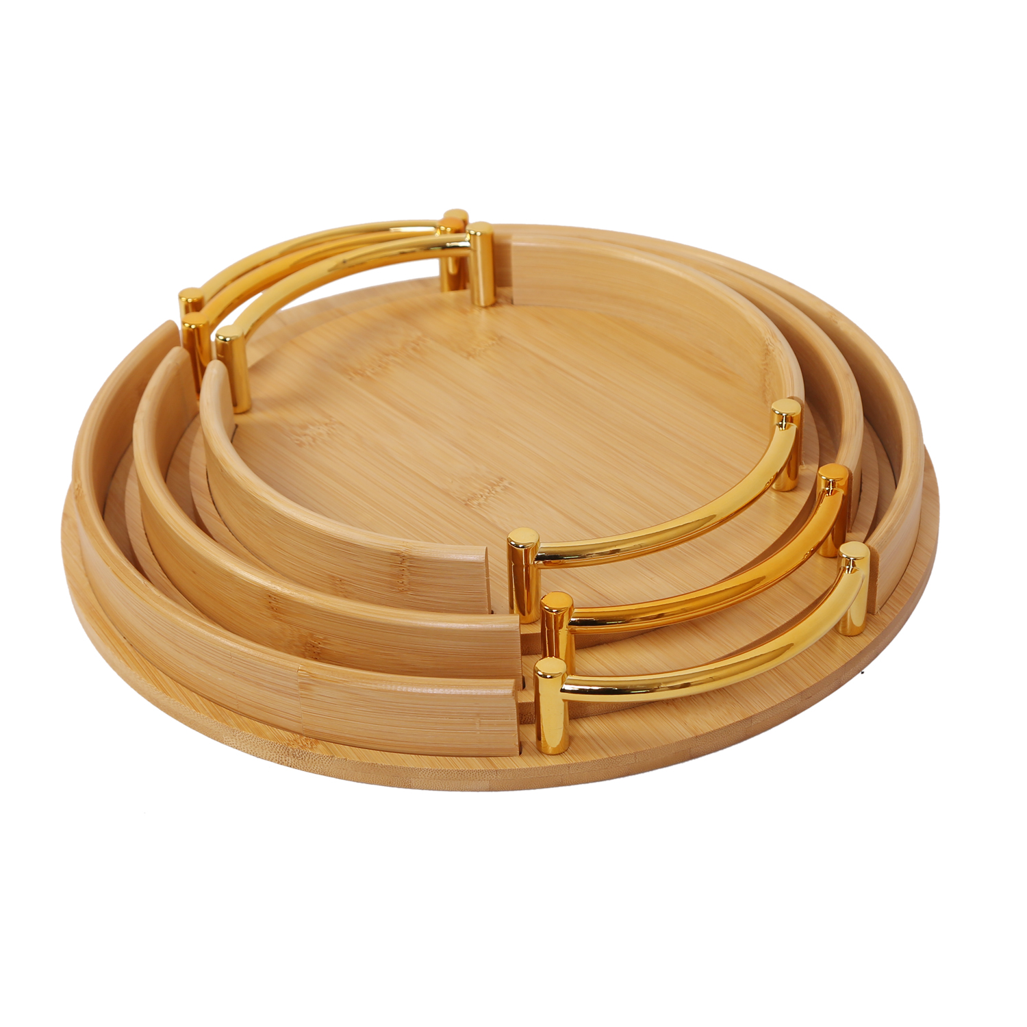 طقم صواني كبير وسط صغير خشب بامبو طبيعي