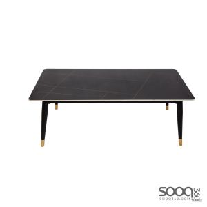 طاولة وسط رخام صناعي لون اسود 120x60سم قاعدة معدنيه معالجه بصبغ حراري