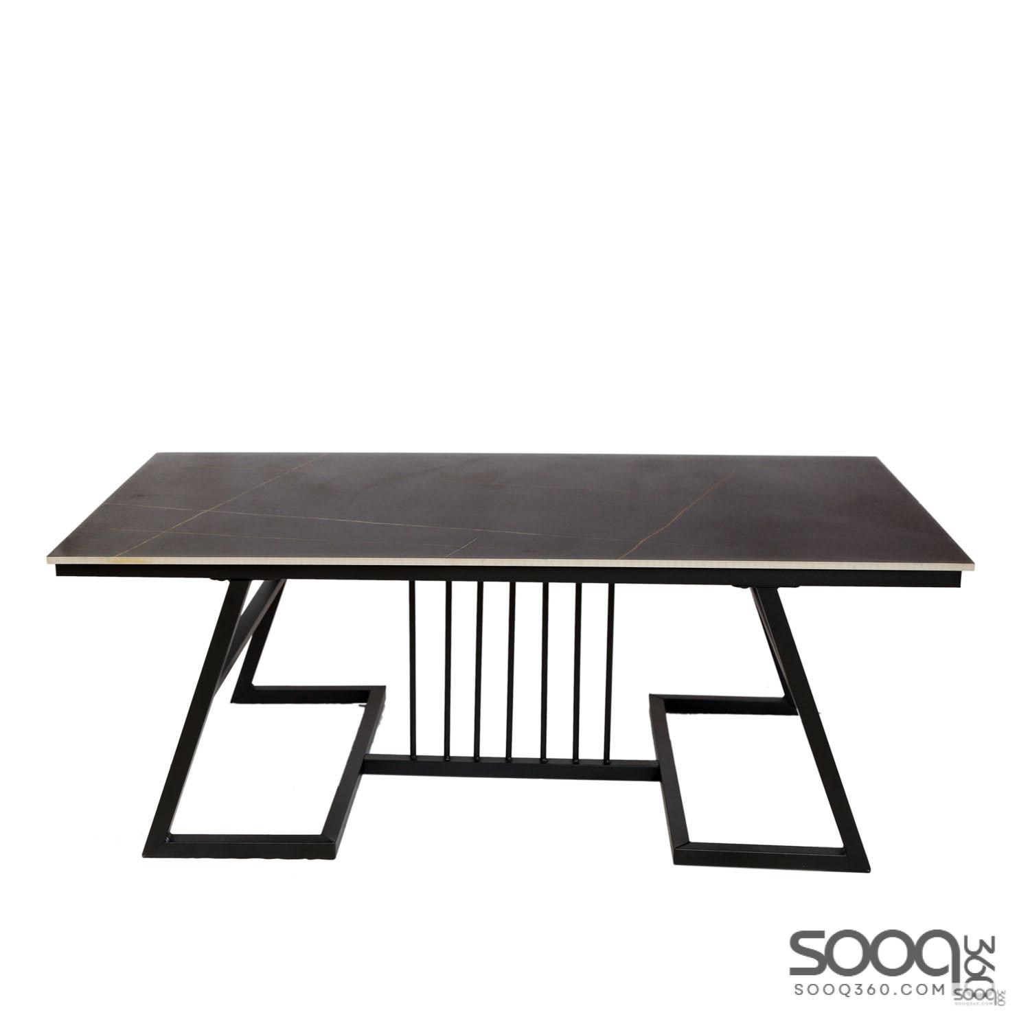 طاولة وسط رخام صناعي اسود 120x60 قاعدة معدنيه معالجه بصبغ حراري