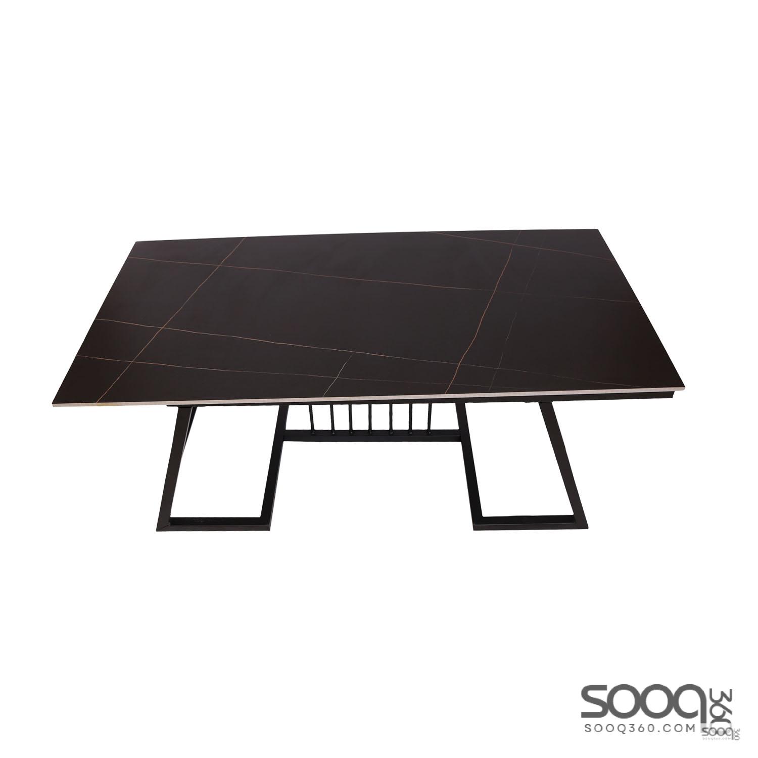 طاولة وسط رخام صناعي اسود 120x60 قاعدة معدنيه معالجه بصبغ حراري