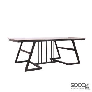 طاولة وسط رخام صناعي ابيض 120x60 قاعدة معدنيه معالجه بصبغ حراري