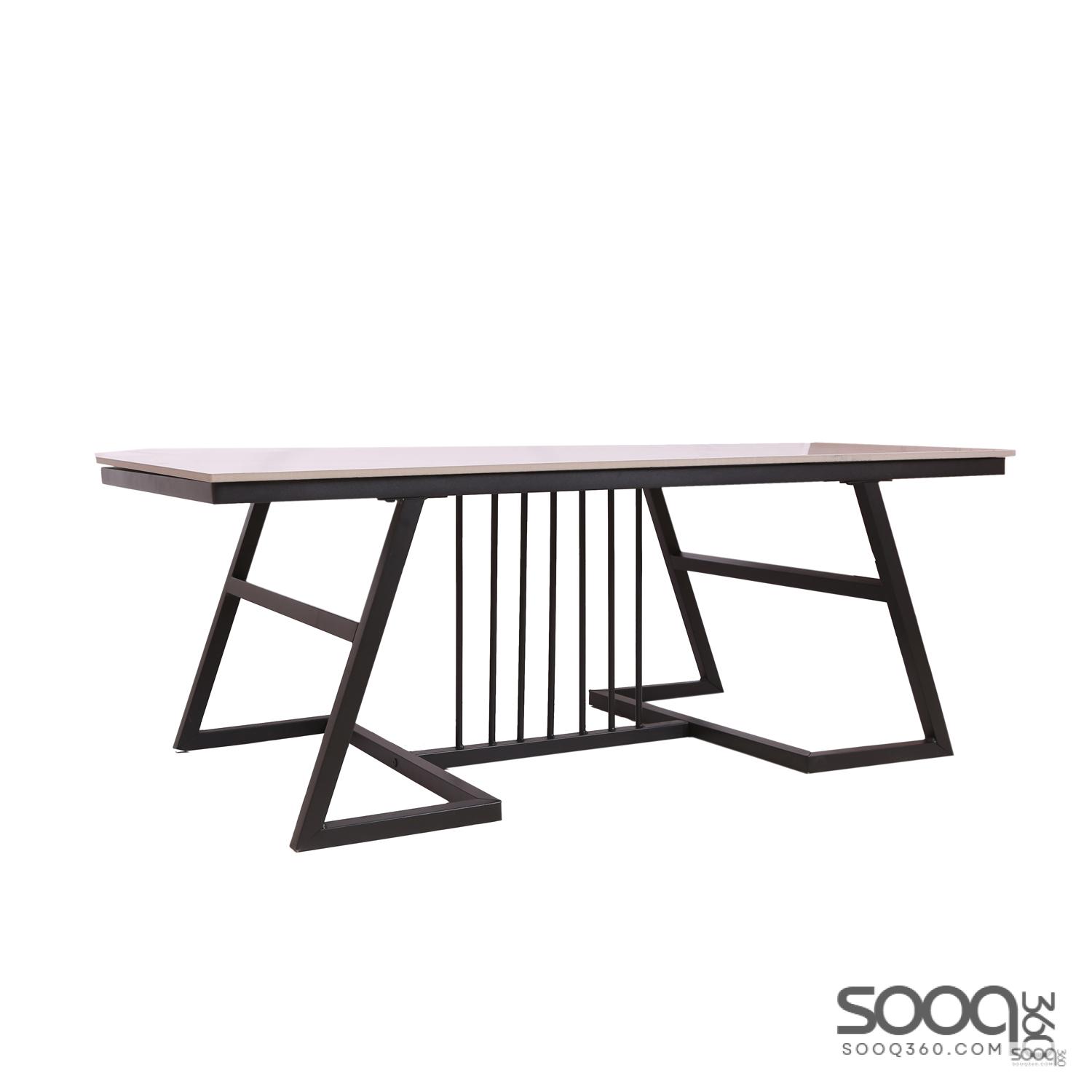 طاولة وسط رخام صناعي ابيض 120x60 قاعدة معدنيه معالجه بصبغ حراري