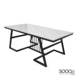 طاولة وسط رخام صناعي ابيض 120x60 قاعدة معدنيه معالجه بصبغ حراري