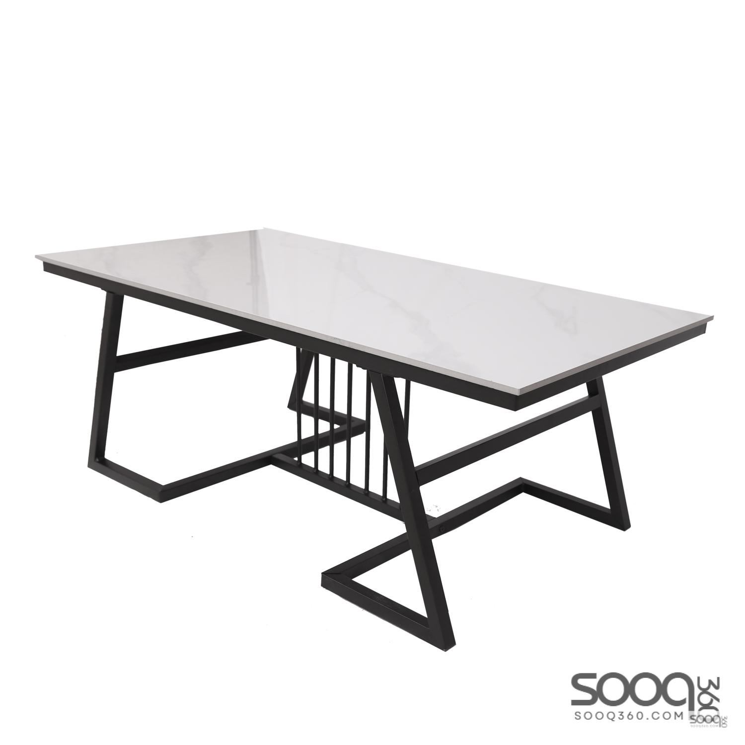 طاولة وسط رخام صناعي ابيض 120x60 قاعدة معدنيه معالجه بصبغ حراري