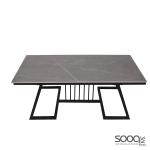 طاولة وسط رخام صناعي رمادي 120x60 قاعدة معدنيه معالجه بصبغ حراري