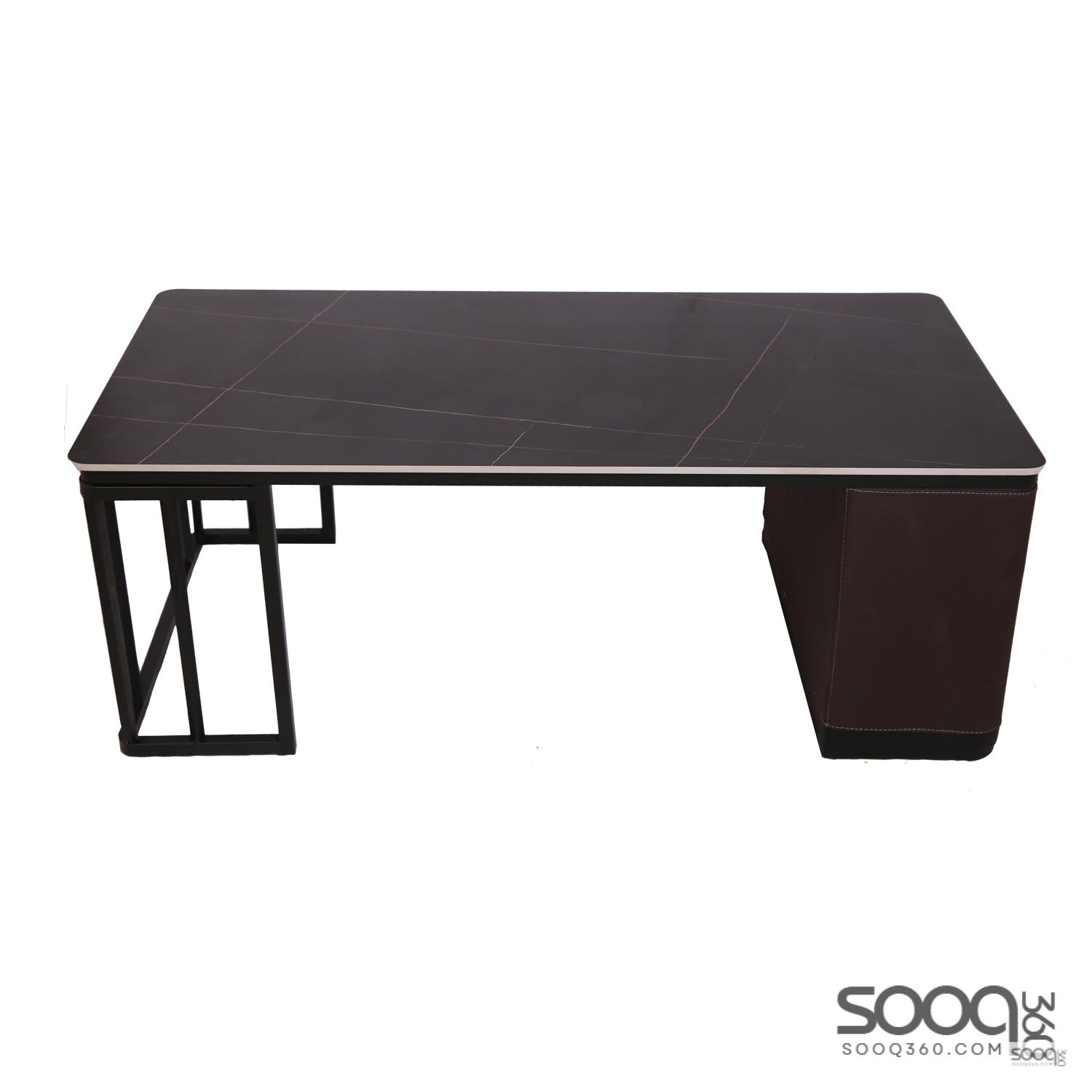 طاولة وسط رخام صناعي اسود 120x60 قاعدة معدنيه معالجه بصبغ حراري