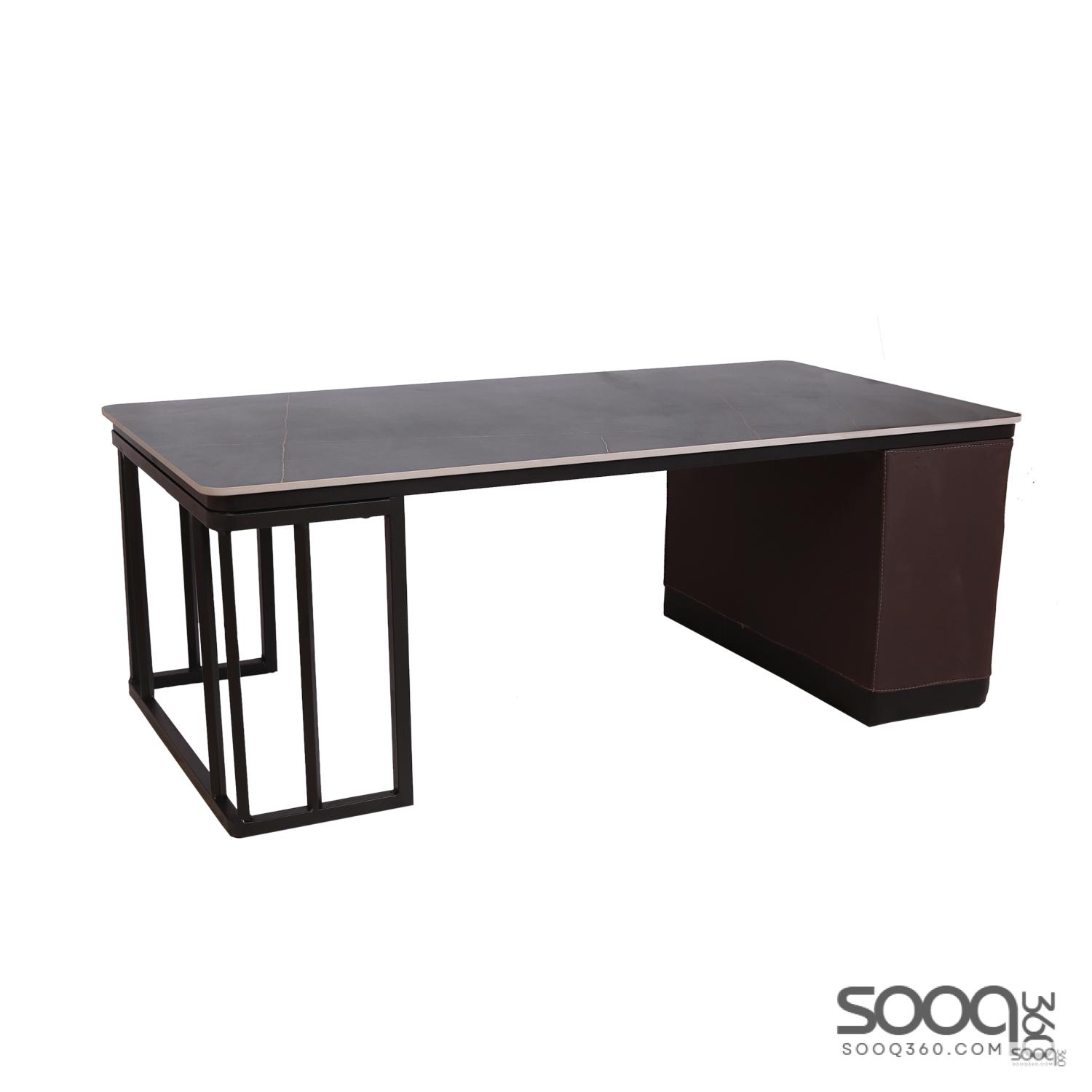 طاولة وسط رخام صناعي اسود 120x60 قاعدة معدنيه معالجه بصبغ حراري