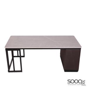 طاولة وسط رخام صناعي رمادي 120x60 قاعدة معدنيه معالجه بصبغ حراري