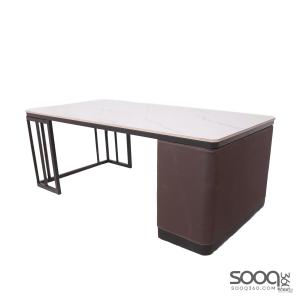 طاولة وسط رخام صناعي ابيض 120x60 قاعدة معدنيه معالجه بصبغ حراري