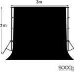 خلفية تصوير موسلن لون أسود مع استاند 2*3 متر مع حقيبة.